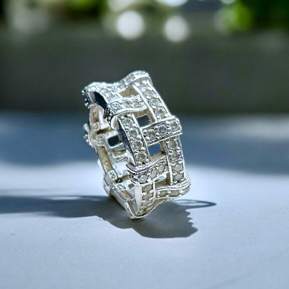 🌺Vintage Sterling CZ Woven Ring